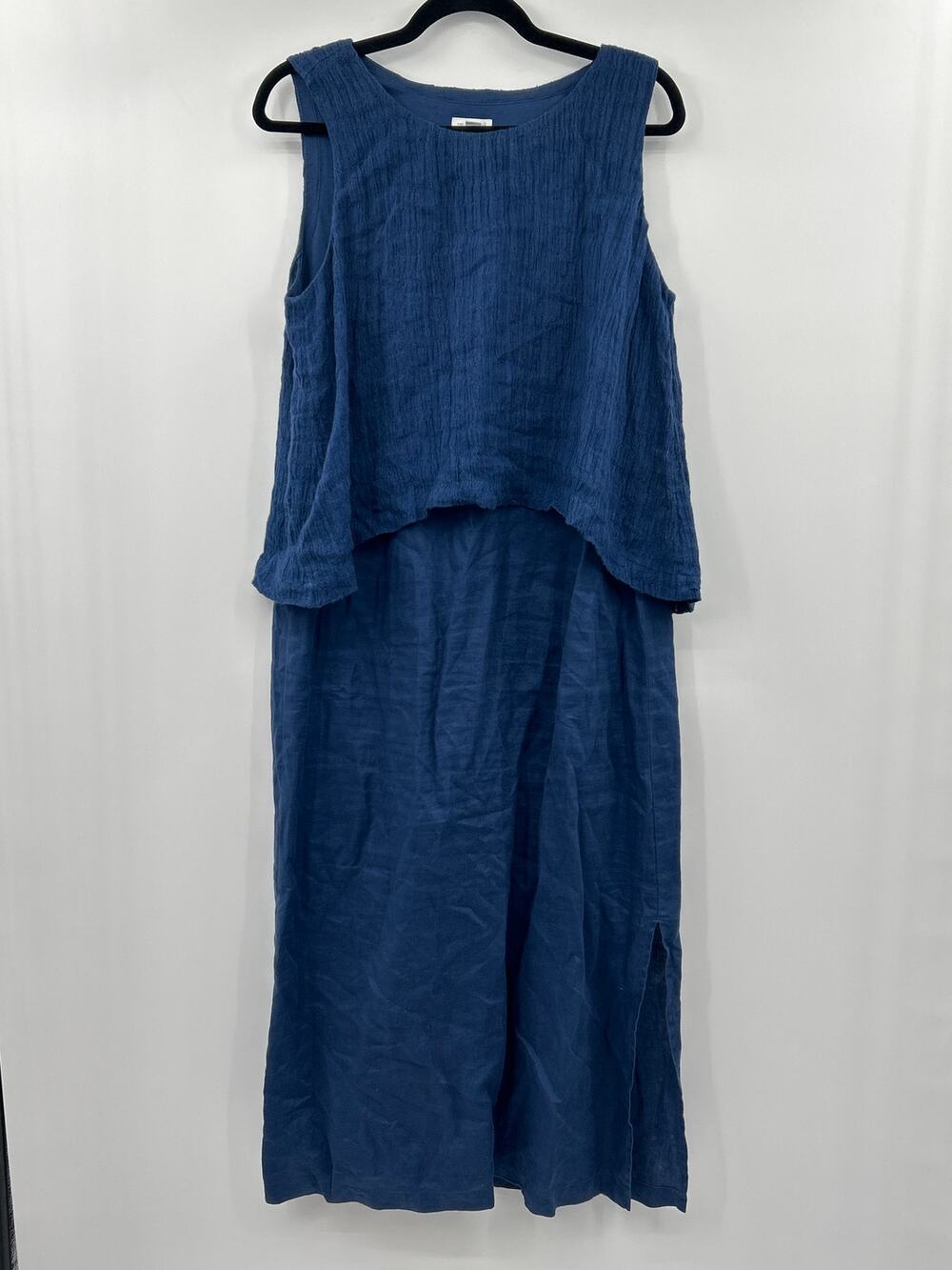 Pure Jill by J.Jill Blue Linen Cotton Sleeveless Dress Size M Coastal Beachy